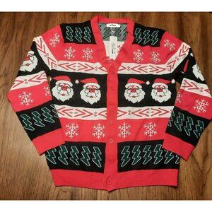 Ugly Christmas Holiday Cardigan Sweater Unisex XL Santa Button Up  NWT
